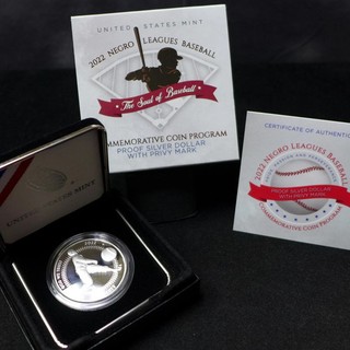 2022 Negro Leagues Baseball Proof .999 Silver Dollar w Privy Mark 22CS