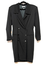 Vtg Ann Taylor 100 Wool Blazer Dress Women Size 12 Office Siren Power Dresssing