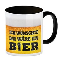 Ich WüNschte Das WäRe Ein Bier Kaffeebecher Schwarz Mit Biermotiv