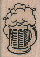 Foaming Mug O' Beer 1 1/4 x 1 3/4" Mounted Rubber Stamp, Food and Drink Stamp