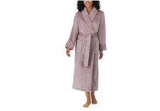Carole Hochman Plush Wrap Robe With Patch Pockets Gray/purple Size M