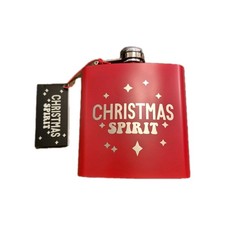 Novelty "Christmas Spirit" Red Stainless Steel Hipflask Great Gift Idea New BNWT