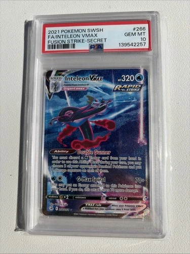 Inteleon VMAX FA 2021 Pokémon SWSH Fusion Strike Secret 266/264 PSA 10 GEM MINT