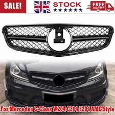 FOR 2008-2014 MERCEDES C CLASS W204 C204 S204 FRONT GRILLE  GRILL GLOSS BLACK UK