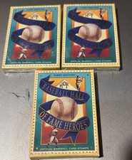 3-First Ed. Baseball Hall Of Fame Heroes Stamps cards  Rare lot of 2-SEALED&1-NO