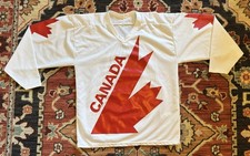 VINTAGE CCM Hockey Jersey Mens Medim Red White 80's Canada Cup Team 1984