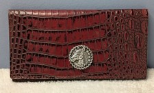 Southwest Style Texas Leather Mfg. Checkbook Wallet Horse Concho Brown