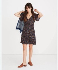 Madewell Floral Cross Front Mini Dress in Garden Party Print Size 4 Boho Casual