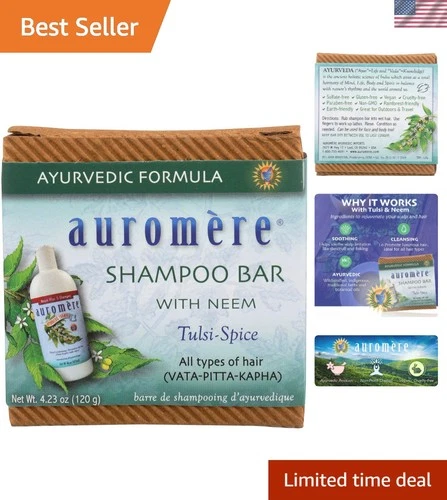 Eco-Friendly Ayurvedic Shampoo Bar with Neem - 4.23 oz, & Cruelty-Free
