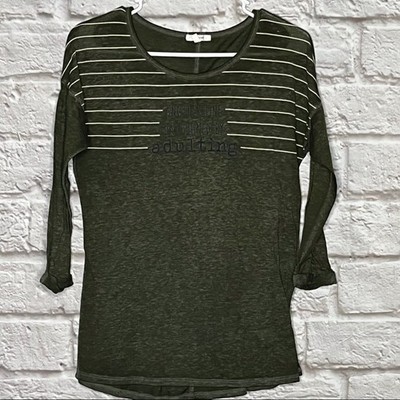 Maurice's Green 3/4 Sleeves Blouse Top Womens size xs