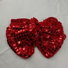 VTG Handmade Sparkling Red Sequin Bow Hair Clip Alligator Clip Costume Accessory