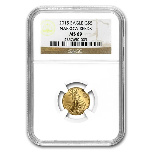 2015 1/10 oz American Gold Eagle MS-69 NGC (Narrow Reeds)