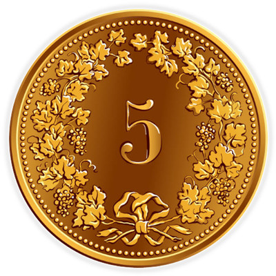 5 Centime Coin Swiss Franc - 3 Pack Circle Stickers 3 Inch - Switzerland CHF