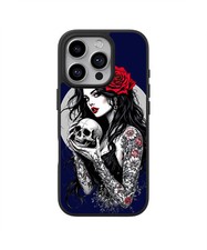 Sunny-Case 2D Case Handyhülle für iphone 16 Gothic Girl Totenkopf Skull Nr.812