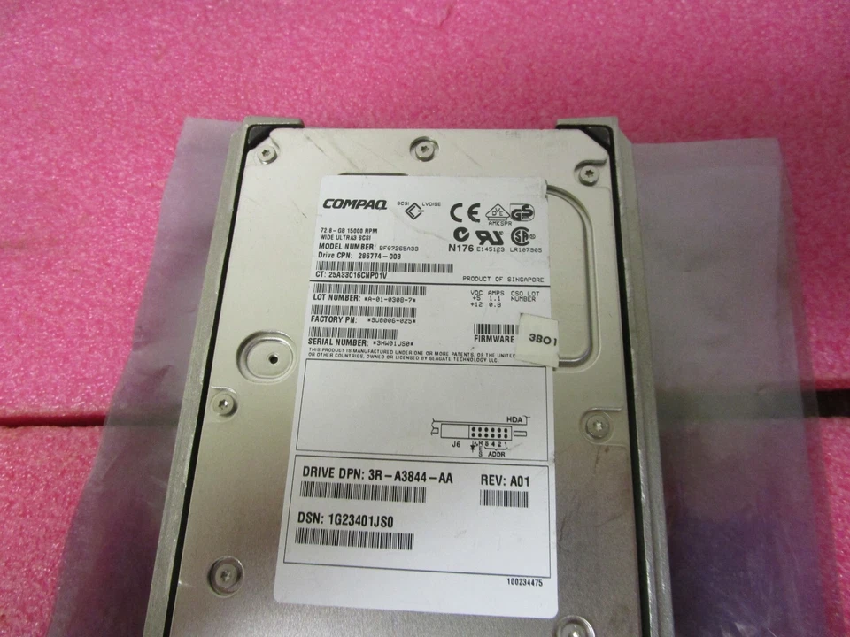 COMPAQ 72GB SCSI Hard Drive 3.5" 15K RPM 286774-003 BF07265A33  Wide Ultra 3 - Image 3 of 4