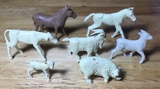 Marx Playset Farm Animals Mostly Cream Colored 7 Vintage 1950 s-Early 60 s