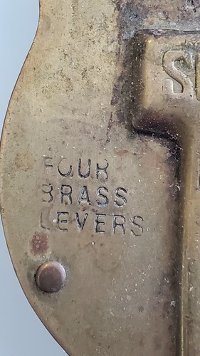 SQUIRE Old English Admiralty 3 Padlock + Key JAS MORGAN & SONS Brass VINTAGE - Picture 6 of 12