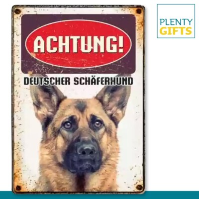 Plenty Gifts Blechschild Achtung! Deutscher Schäferhund Retro Deko Hund 210x148