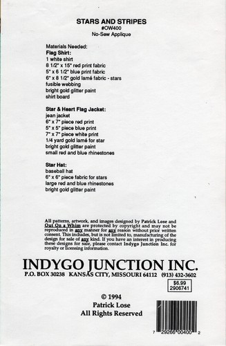 Stars and Stripes ©1994 Indygo Junction Out on a Whim No-Sew Applique Pat OW400 - Picture 2 of 5