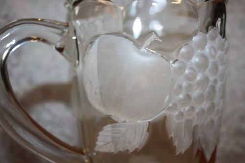 UNMARKED EAPG PITCHER WITH FROSTED FRUIT DESIGN - Picture 8 of 11