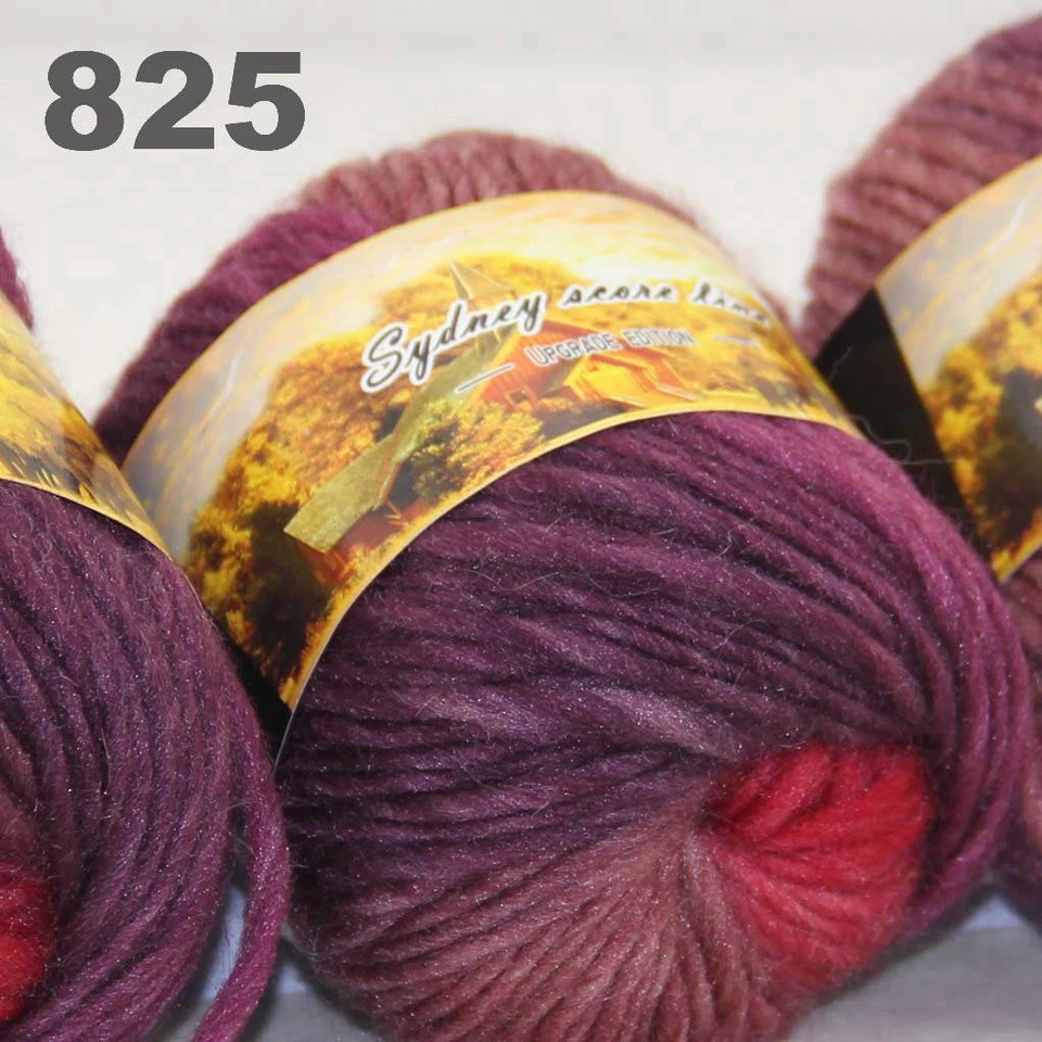 Venta LOTE 6 bolasx50gr NUEVO Grueso Tejido a Mano Colores Tejer Arco Iris Lana Hilo 825 Foto 2 de 4