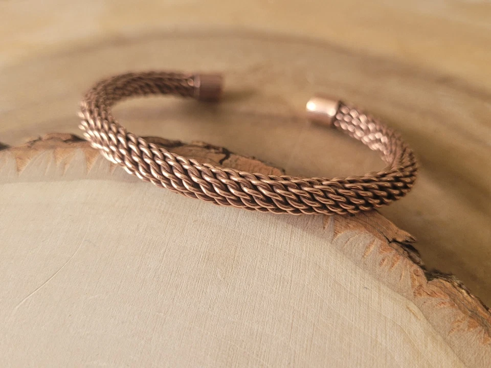 Brazalete de cobre sólido puro malla artritis terapia del dolor brazalete curativo Foto 2 de 3