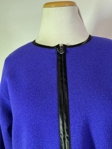 Vintage Doncaster Size M Violet Boiled Wool Jacket Full Zip Satin Trim - Picture 6 of 14