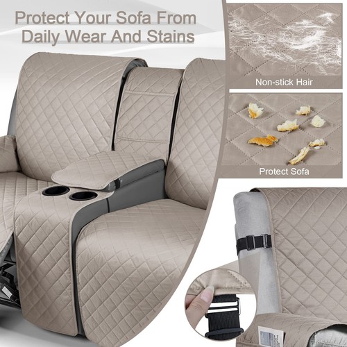 Loveseat Recliner Sofa Covers with Console Waterproof Split Recliner Slipcovers - Picture 28 of 57