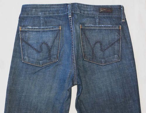 Citizens Humanity Faye Low Full-Leg Flare Jean Wm Sz 27 Dark Blue+Stretch L33 - Picture 2 of 9