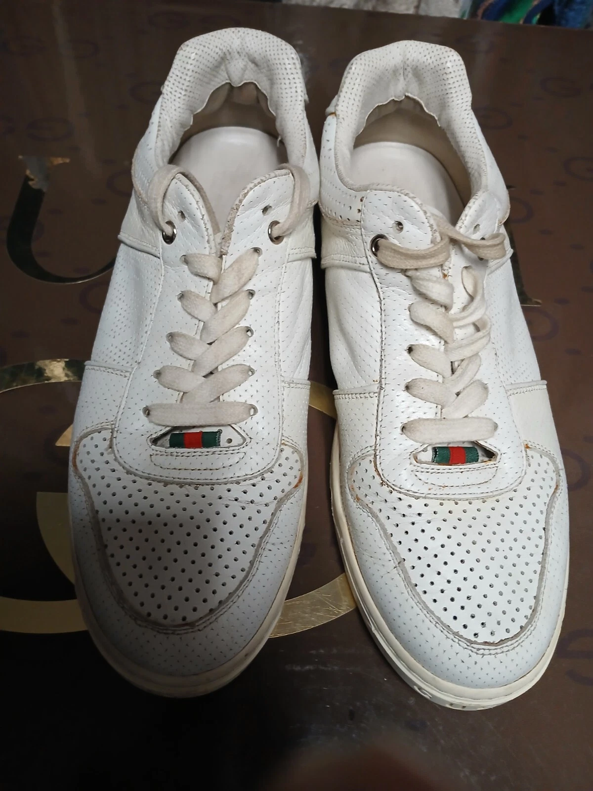 Baskets Gucci chaussures de tennis homme pointure 9 cuir blanc