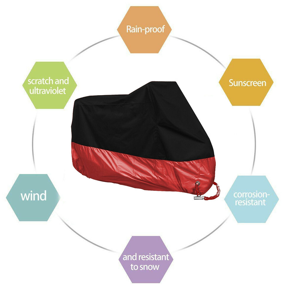 JMTBNO XL Heavy Duty Waterproof Motorcycle Cover - Winter Storage, Fits Most Bikes, 96x41x49 Inches