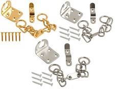 Security Door Chain & Screws Chrome, Satin Chrome or Brass Door Security Chain