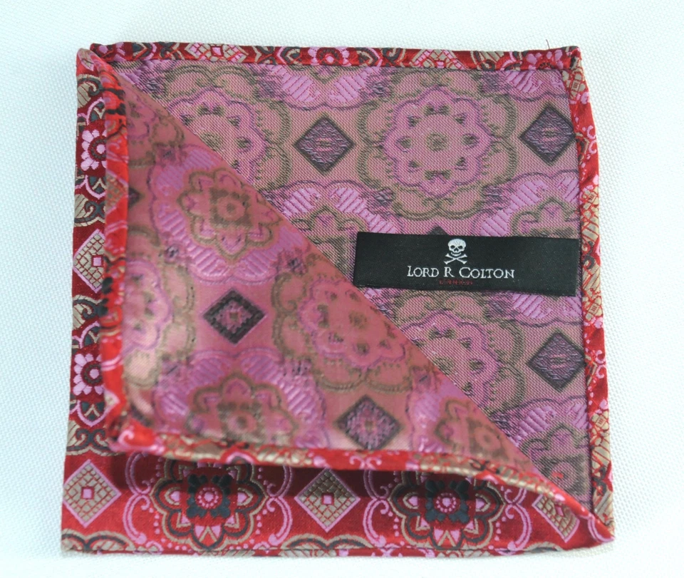 Cuadrado de Bolsillo Lord R Colton Masterworks - Sao Paolo Rojo y Dorado Tejido Seda Foto 2 de 2