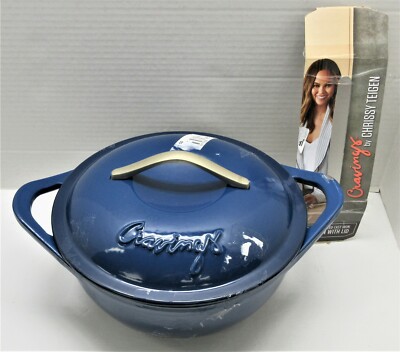 Cravings Chrissy Teigen Qt Enameled Cast Iron Dutch Oven Navy