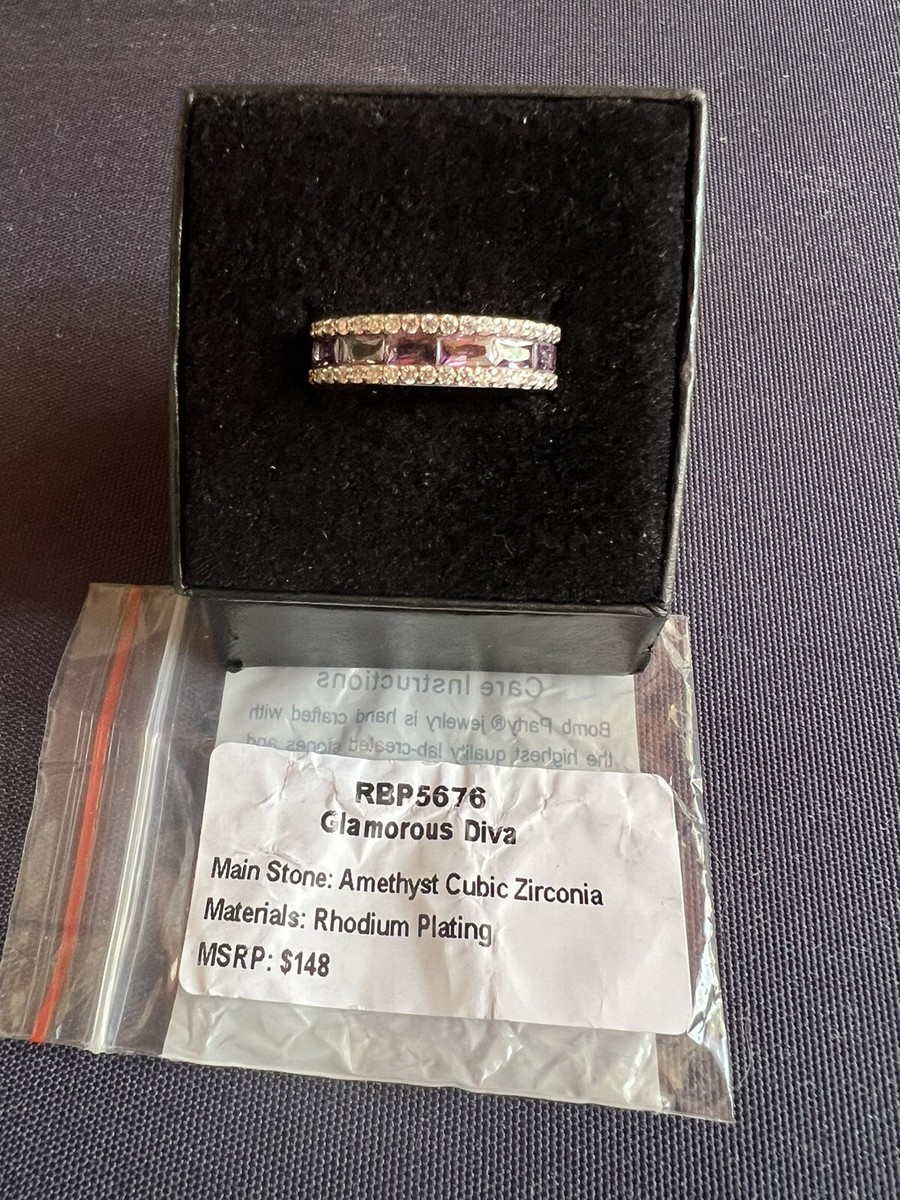Bomb Party Ring Sz 8 RBP5676 'Glamorous Diva' Amethyst CZ Bomb Party Ring Sz 8 RBP5676 'Glamorous Diva' Amethyst CZ