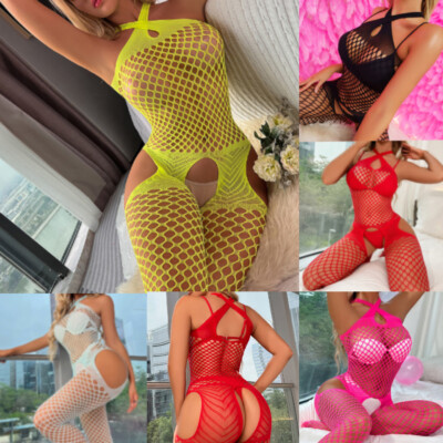 Netz Damen Dessous Stringbody Netzstrümpfe Body Unterwäsche Lingerie Nachtwäsche