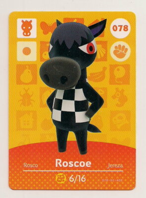 Animal Crossing amiibo Card: Roscoe 078 78 Series 1 Horse New