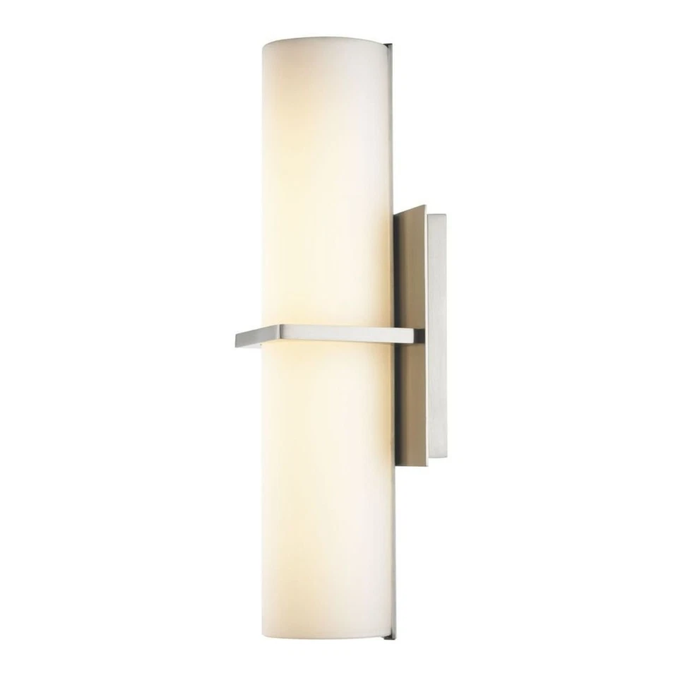 Modern Contemporary LED Light Wall Sconce silver with Satin White Glass 14" TALL - Image 3 of 4