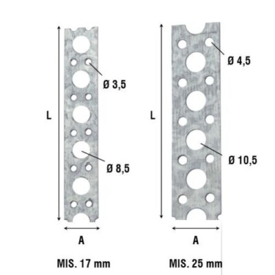 Banda Forata In Acciaio Zincato - 12 Mm X 10 Mt, Spessore 0.7 Mm, Fori 5.5 Mm