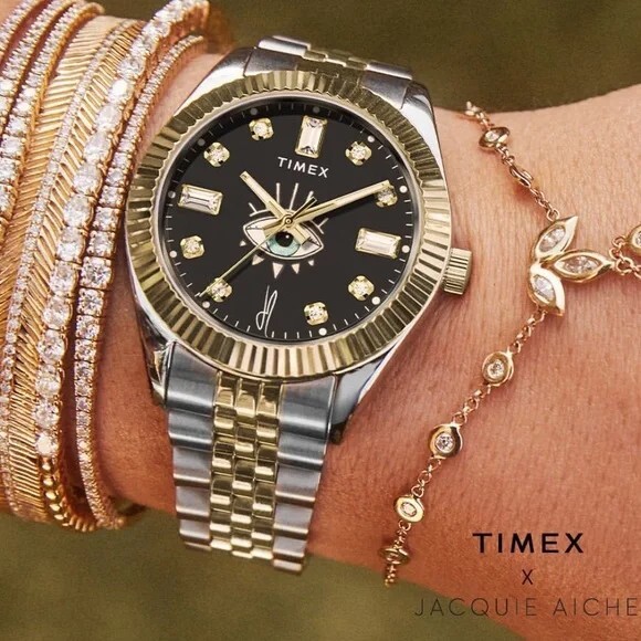 TIMEX X JACQUIE AICHE Black Sunray Dial Tribe Eye 36mm Watch