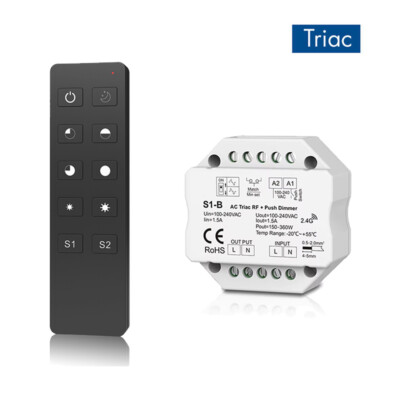 230V AC Triac LED Dimmer Controller Push Switch 2.4G RF Fernbedienung für Lampe