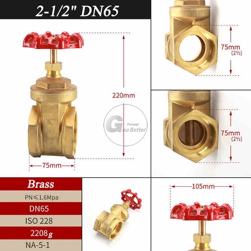 Brass Gate Valve BSPT 1/2" 3/4" 1" 11/4" 11/2" 2" 21/2" Female Full Bore Water - Picture 18 of 18