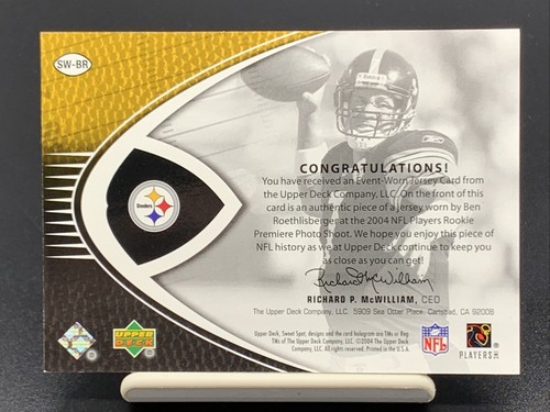 BEN ROETHLISBERGER RC ~ 2004 UPPER DECK SWEET SPOT “SWEET SWATCHES” RELIC HOF? - Picture 6 of 12