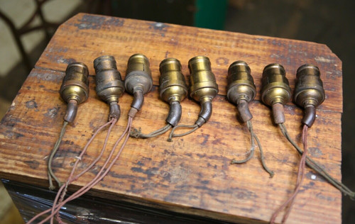 Antique GE brass lamp light sockets General Electric Lot of 8 vintage industrial