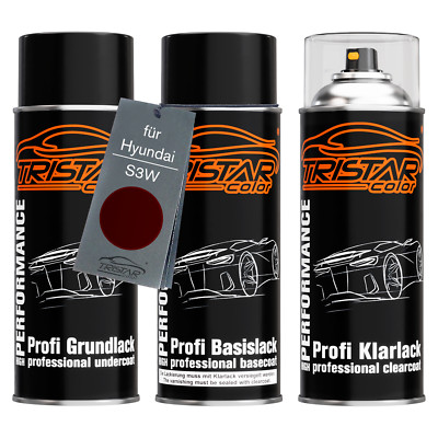 Autolack Spraydosen Set für Hyundai S3W Ruby Wine Metallic Grund Basis Klarlack