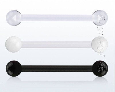 PAIR Bio Flex Tongue Ring & Nipple Ring Barbell with 4mm Balls 14G 1/2''- 3/4''