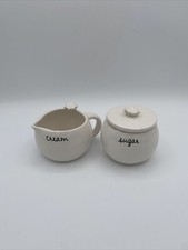 RAE DUNN Sugar  Creamer Set With White Flower Accent