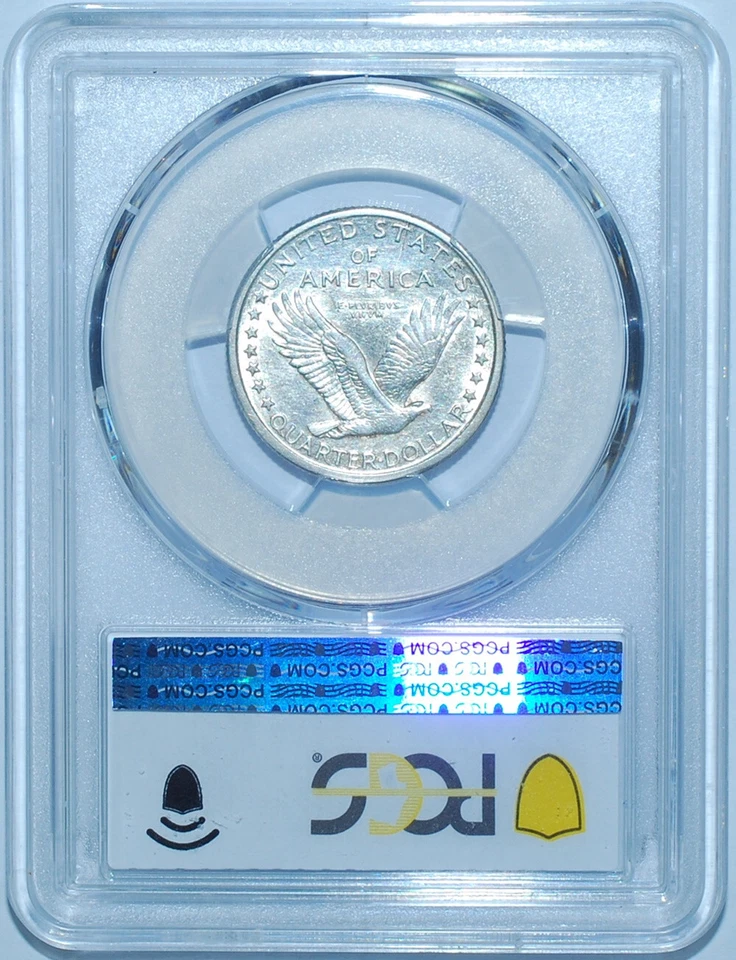1917 D PCGS AU50FH T1 FS-801 RDA Doble Troquel Reverso Standing Liberty Quarter Foto 3 de 4