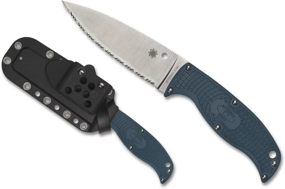 Cuchillo Spyderco Enuff 2 fijo 3,95" hoja de borde dentado azul FRN FB31SBL2K390 Foto 2 de 4