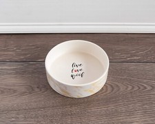Park Life Designs White Gold Marbled Medium Pet Bowl 6-1/4 in Diameter 14005